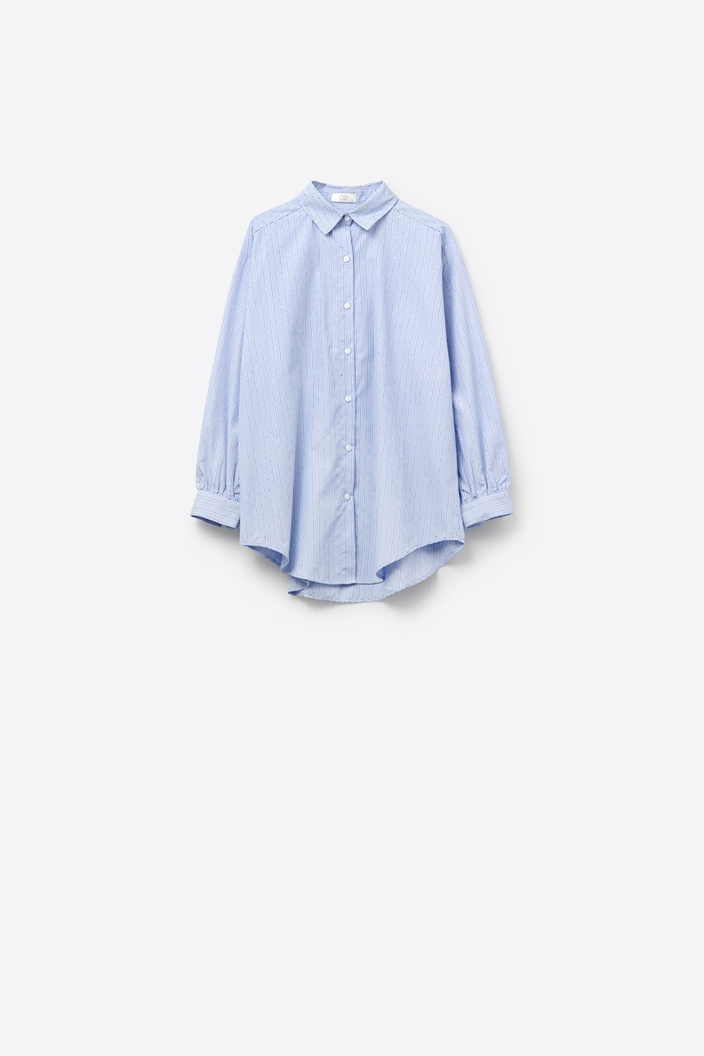 blue striped poplin shirt embellished with strass