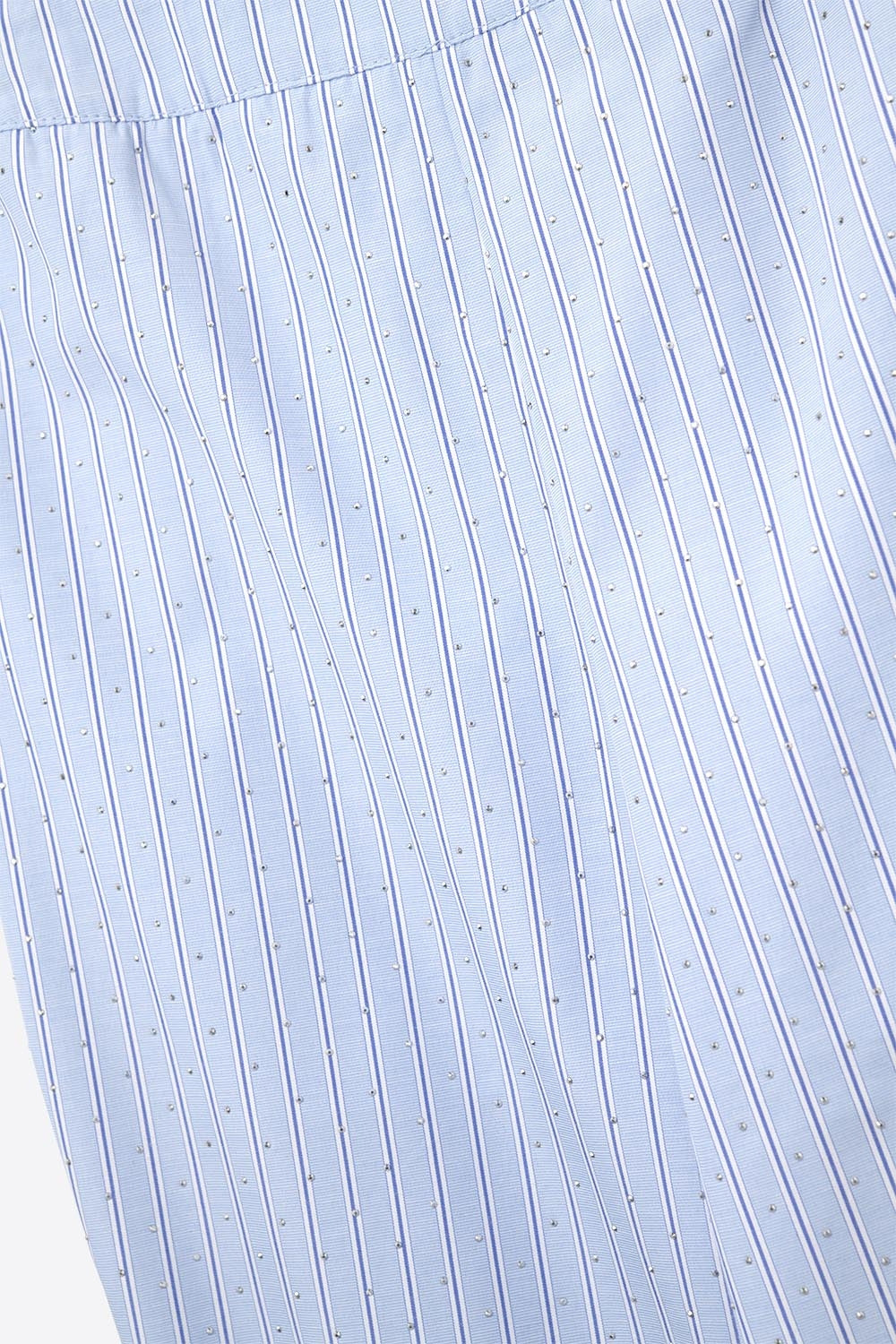 Blue Striped wide Leg Pants With strass Embellishment