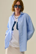 blue striped poplin shirt embellished with strass
