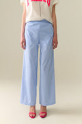 Blue Striped wide Leg Pants With strass Embellishment