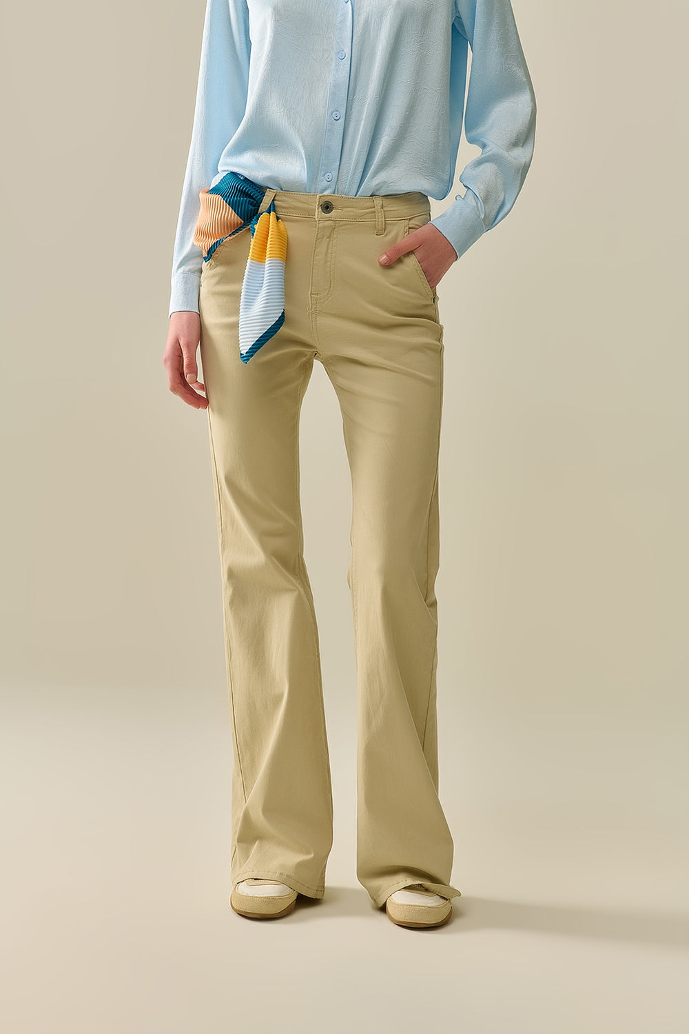 Comfy Stretcy Beige Flared Pants