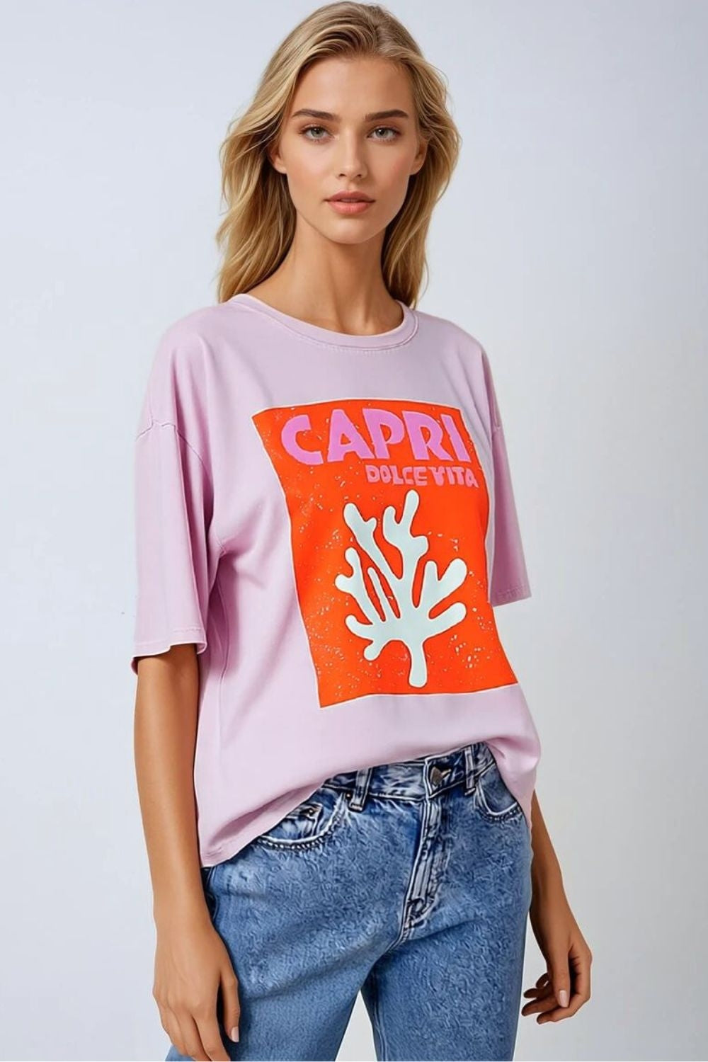 Baby Pink Capri Dolce Vita T-shirt Made in Italy