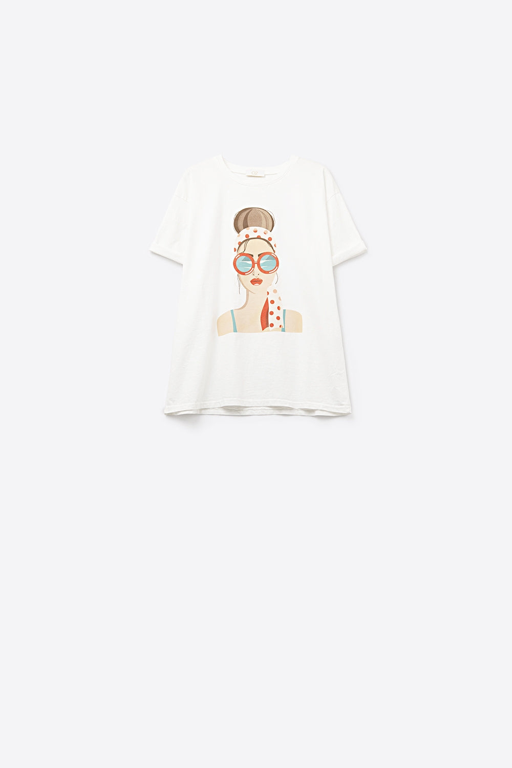 UNIKCOSA White T-shirt made in Italy with a vintage girl graphic