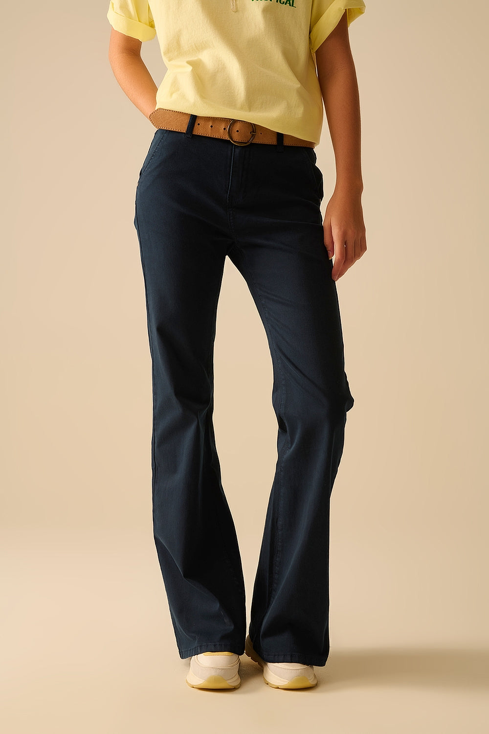 Comfy Stretcy Denim Navy Flared Jeans