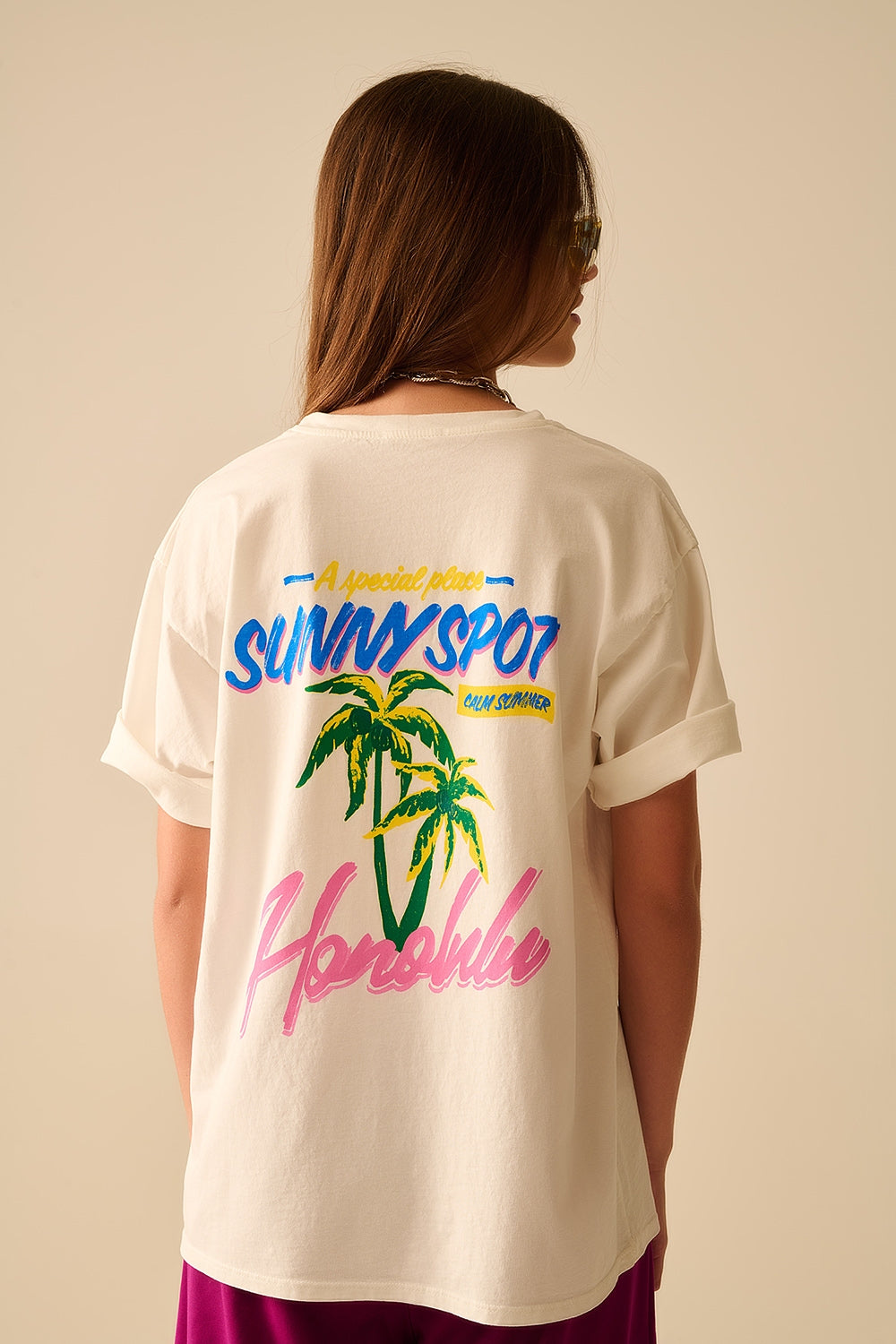 White t-shirt made in Italy with Honolulu graphic