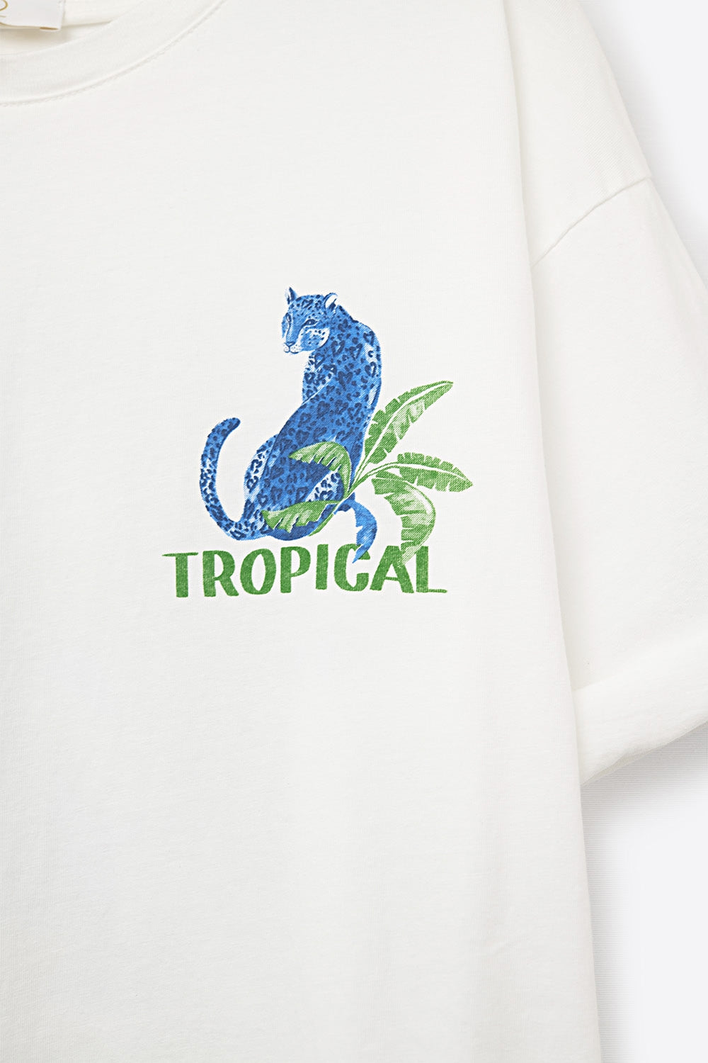 White t-shirt made in Italy with tropical graphic print