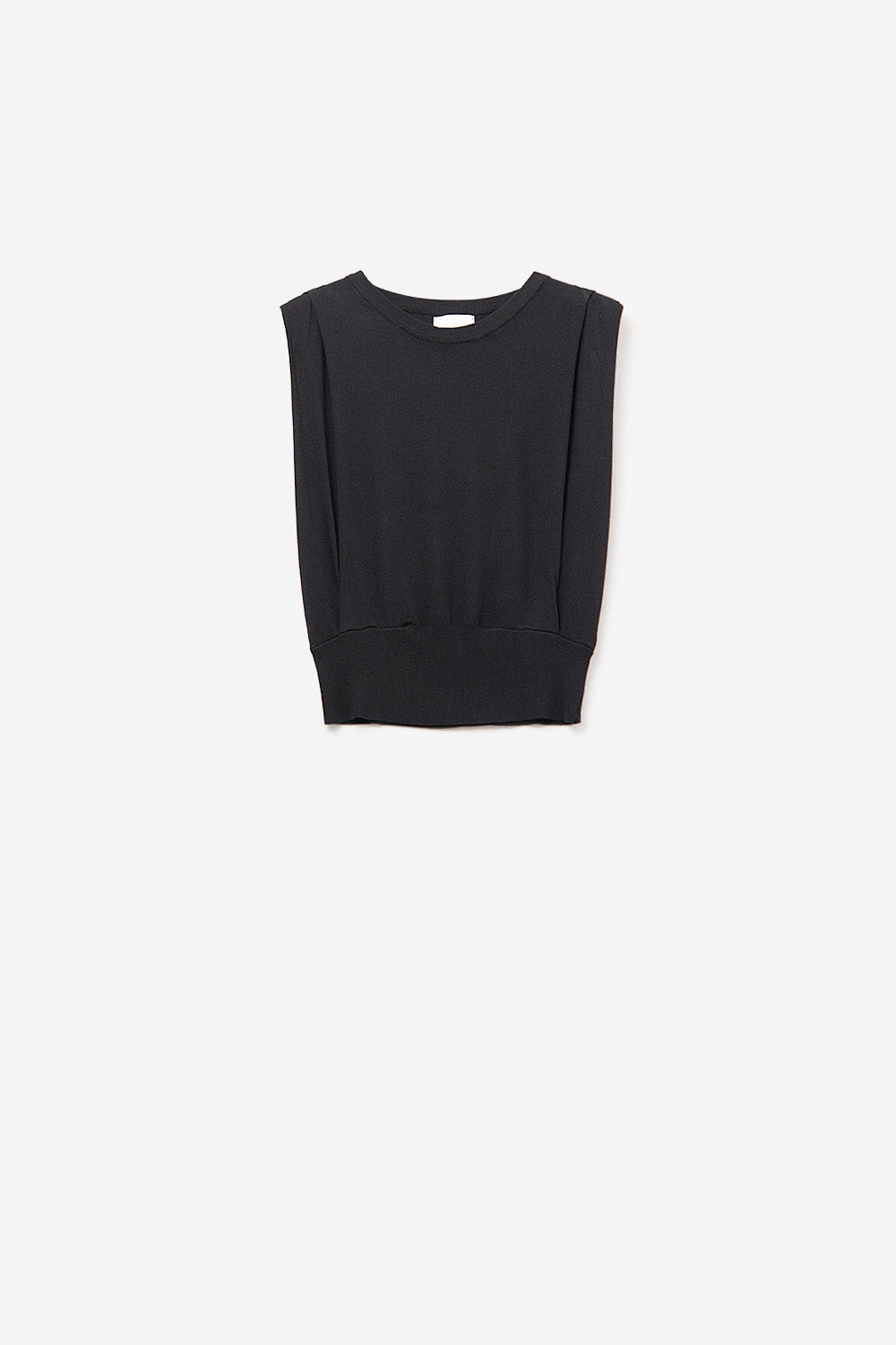 UNIKCOSA Sleeveless Knited Top With Shoulder Drape in Black