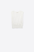 Sleeveless Knited sweater With Shoulder Drape in White