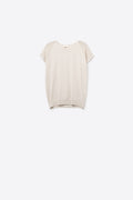 Beige Short Sleeve Sweater with knitted mesh on the shoulder