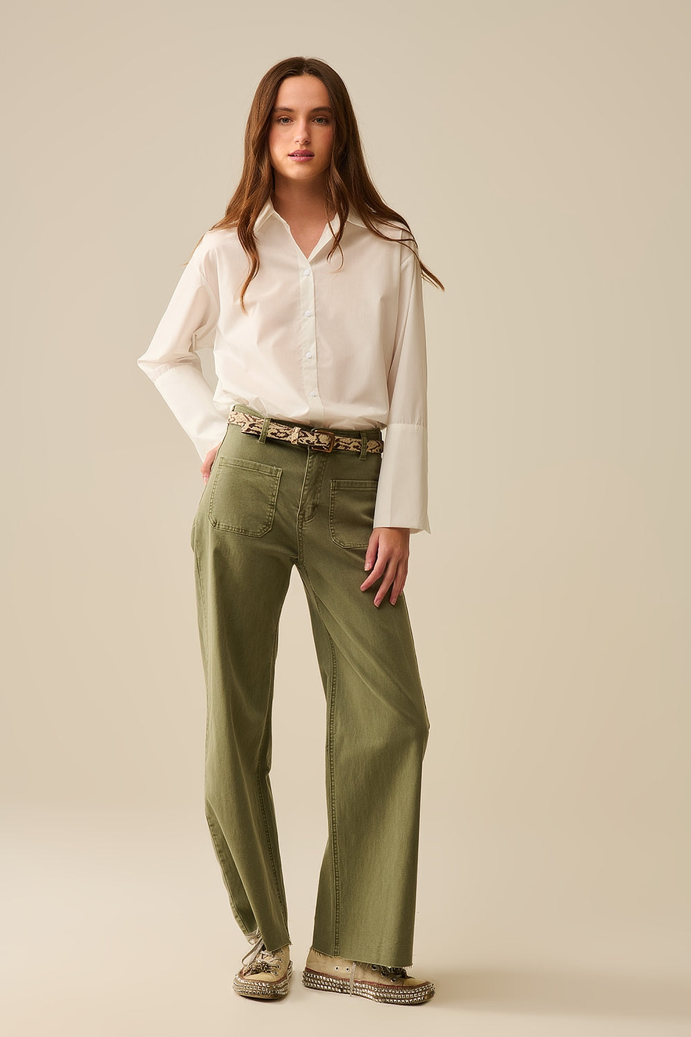 white poplin shirt with extra-wide cuffs