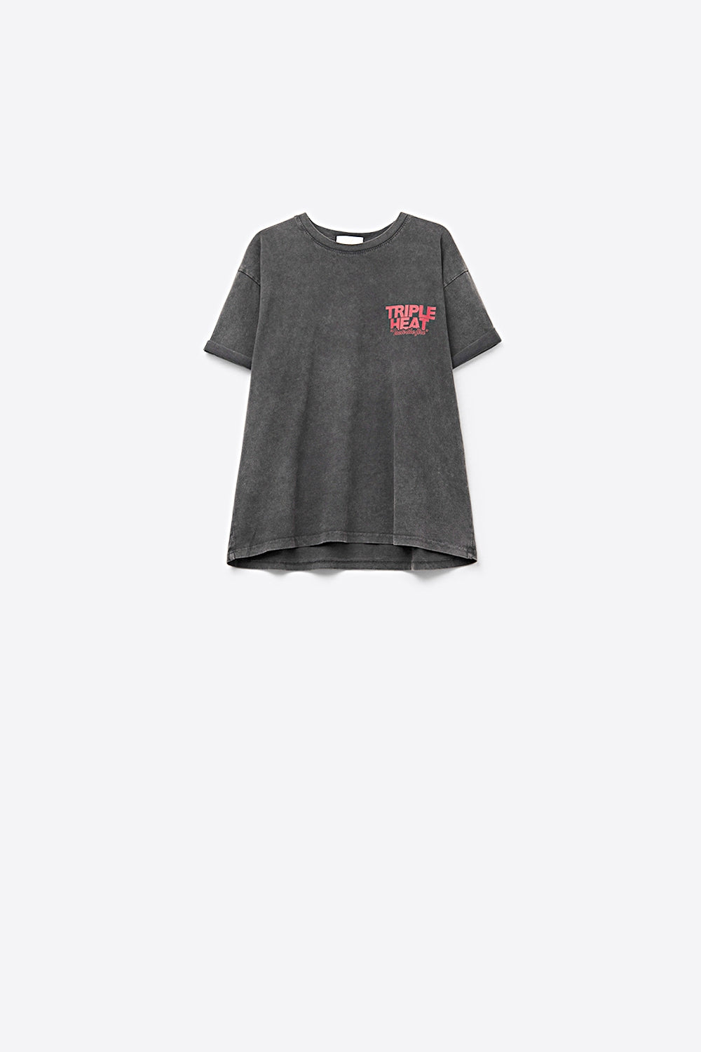 UNIKCOSA black wash fabric Short Sleeve TRIPLE HEAT LOGO T-shirt