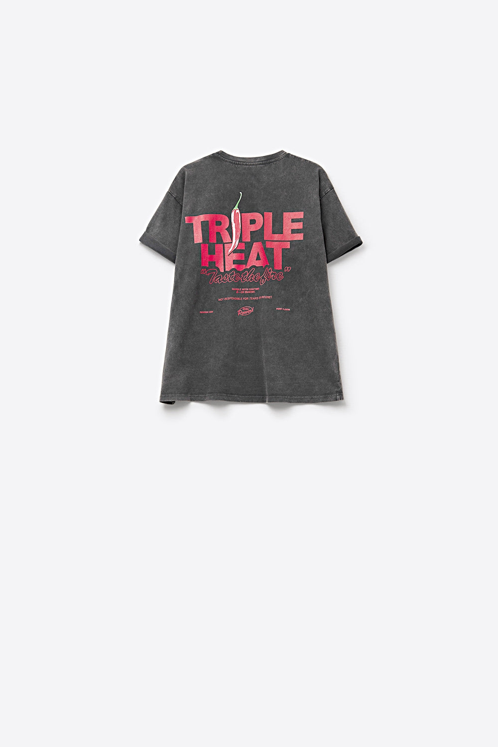 UNIKCOSA black wash fabric Short Sleeve TRIPLE HEAT LOGO T-shirt