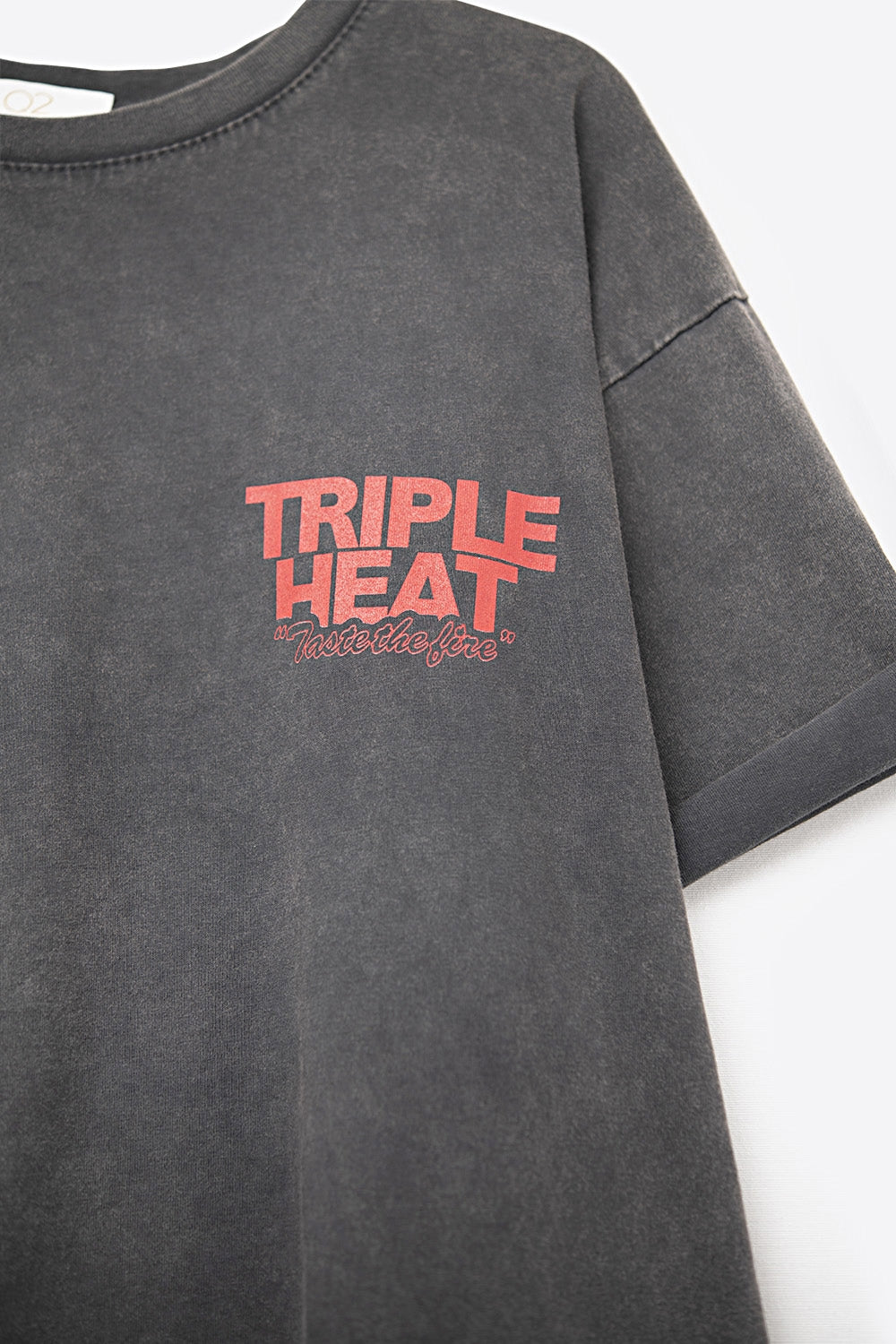 UNIKCOSA black wash fabric Short Sleeve TRIPLE HEAT LOGO T-shirt