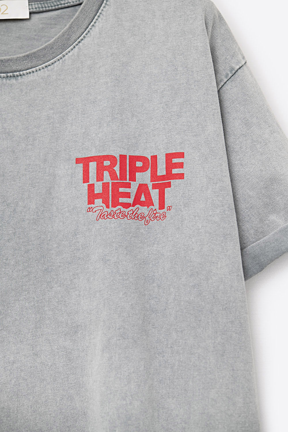 Washed grey relaxed fit Short Sleeve TRIPLE HEAT LOGO T-shirt