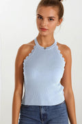 baby blue Tank Top with Ribbed Underarm Detail