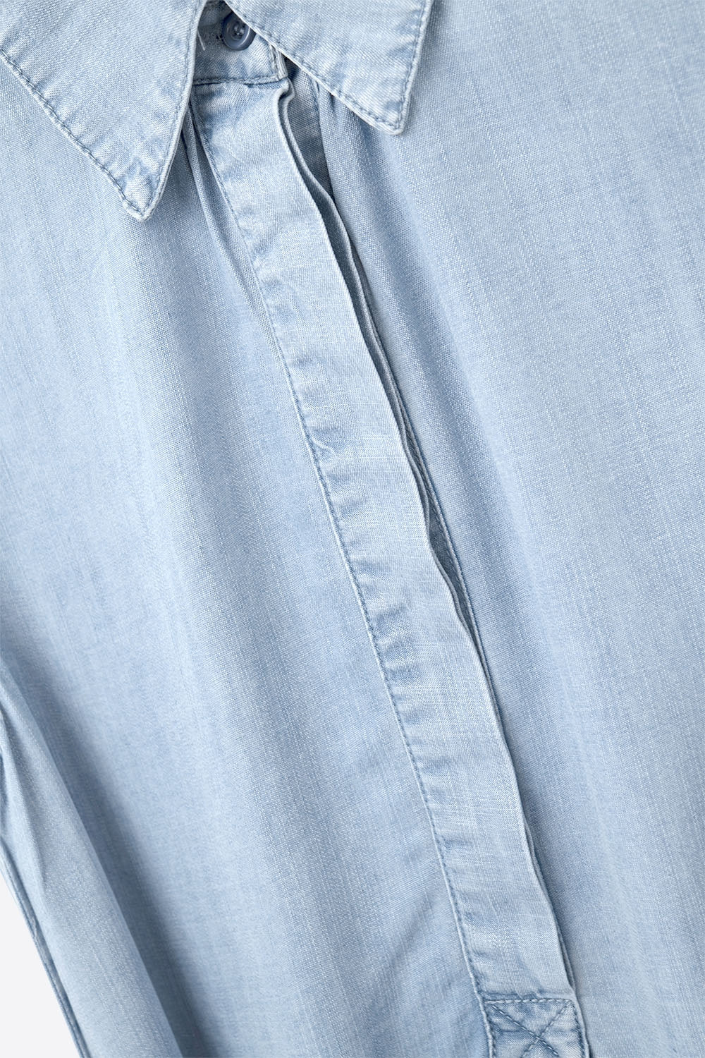 Sleeveless tencel fabric shirt dress in Blue