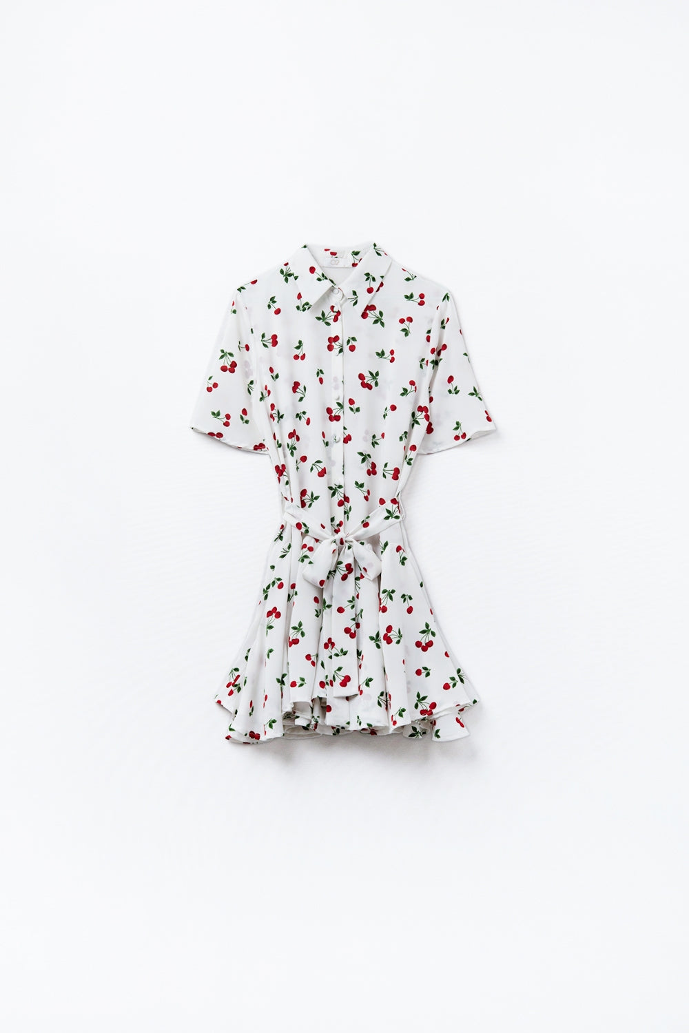 Cherry Print Short Shirt Dress