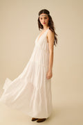 White Maxi Dress With Lace Details and boho style