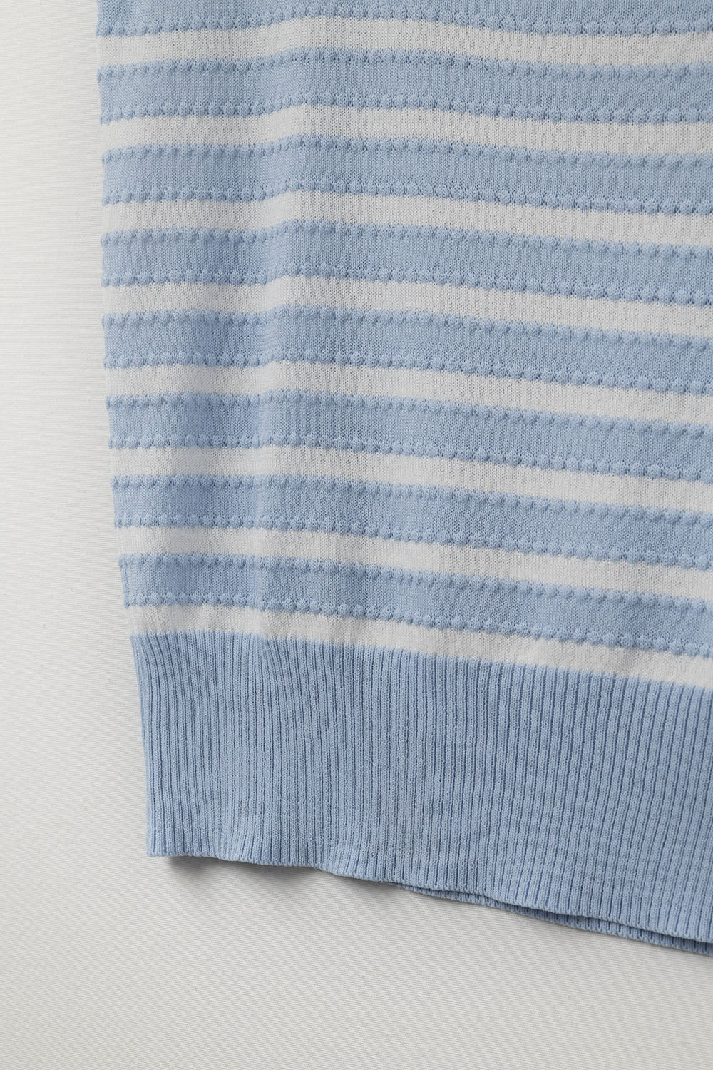 Square neck Stripped Sweater in baby blue and White