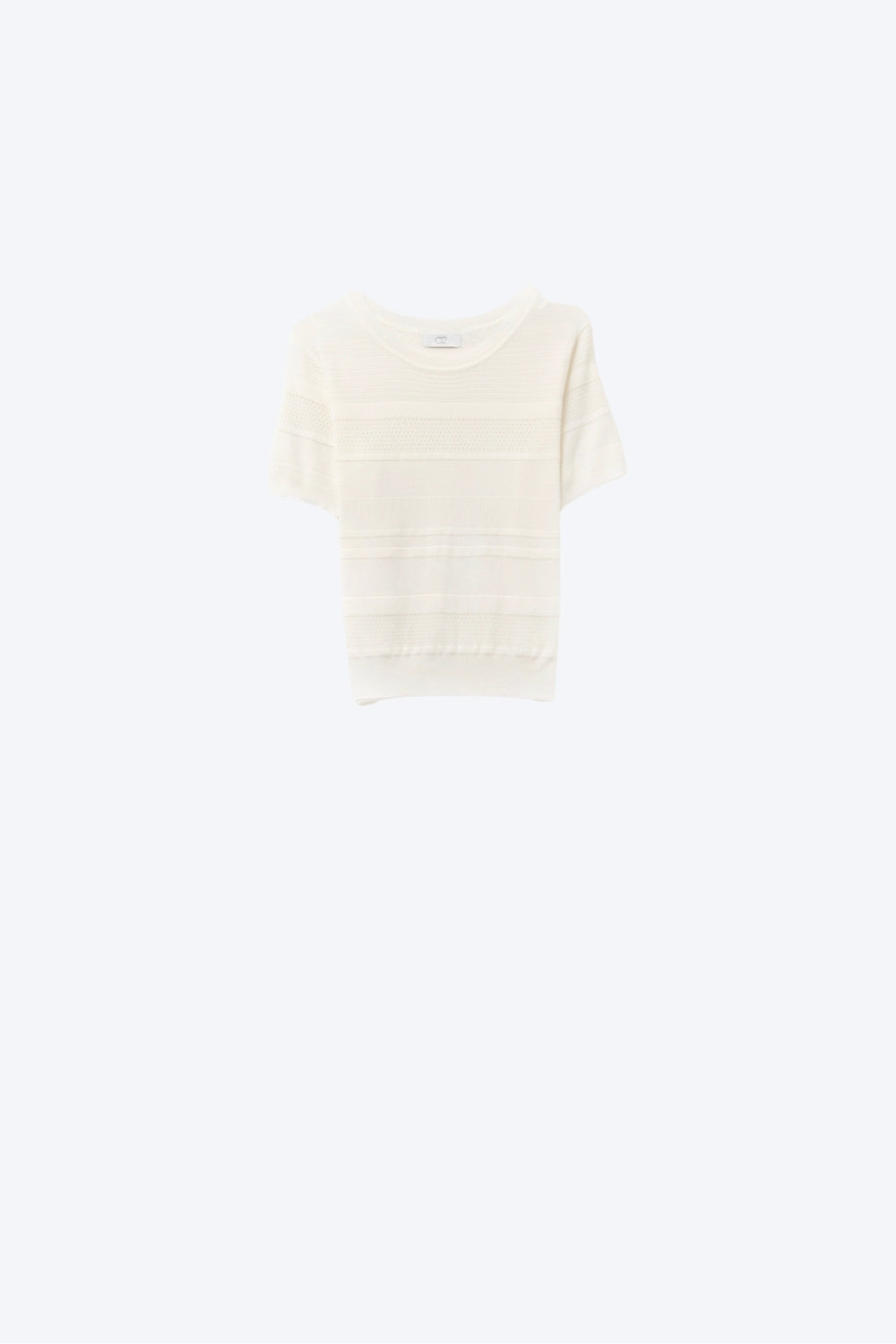 Textured Stripe Knit Sweater in White