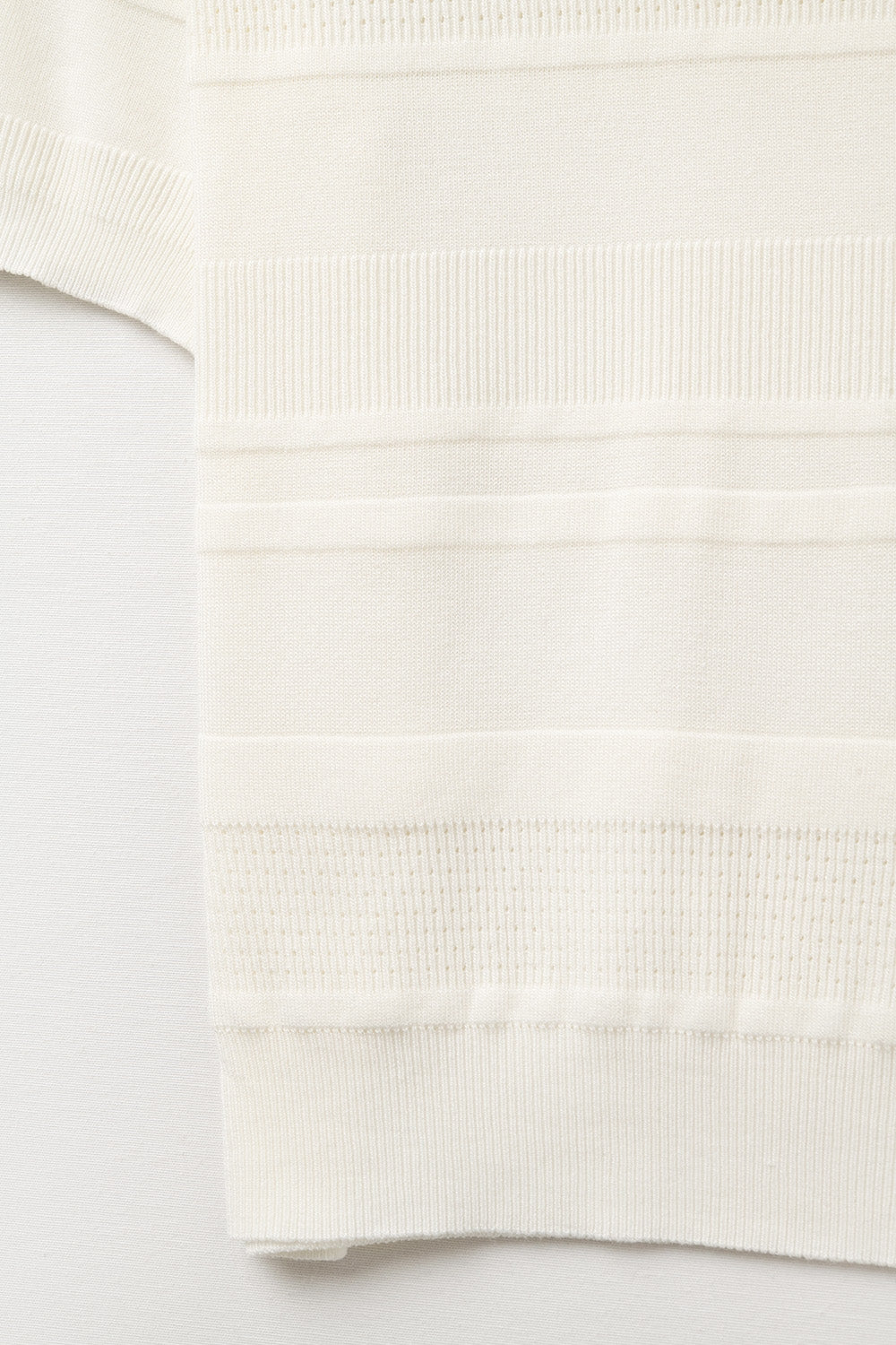 Textured Stripe Knit Sweater in White