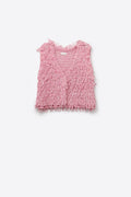 Loop Knit Vest with Textured Fringe Effectm in pink