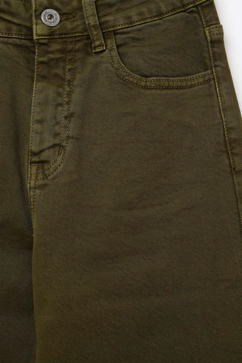 Cropped wide leg jeans in olive green