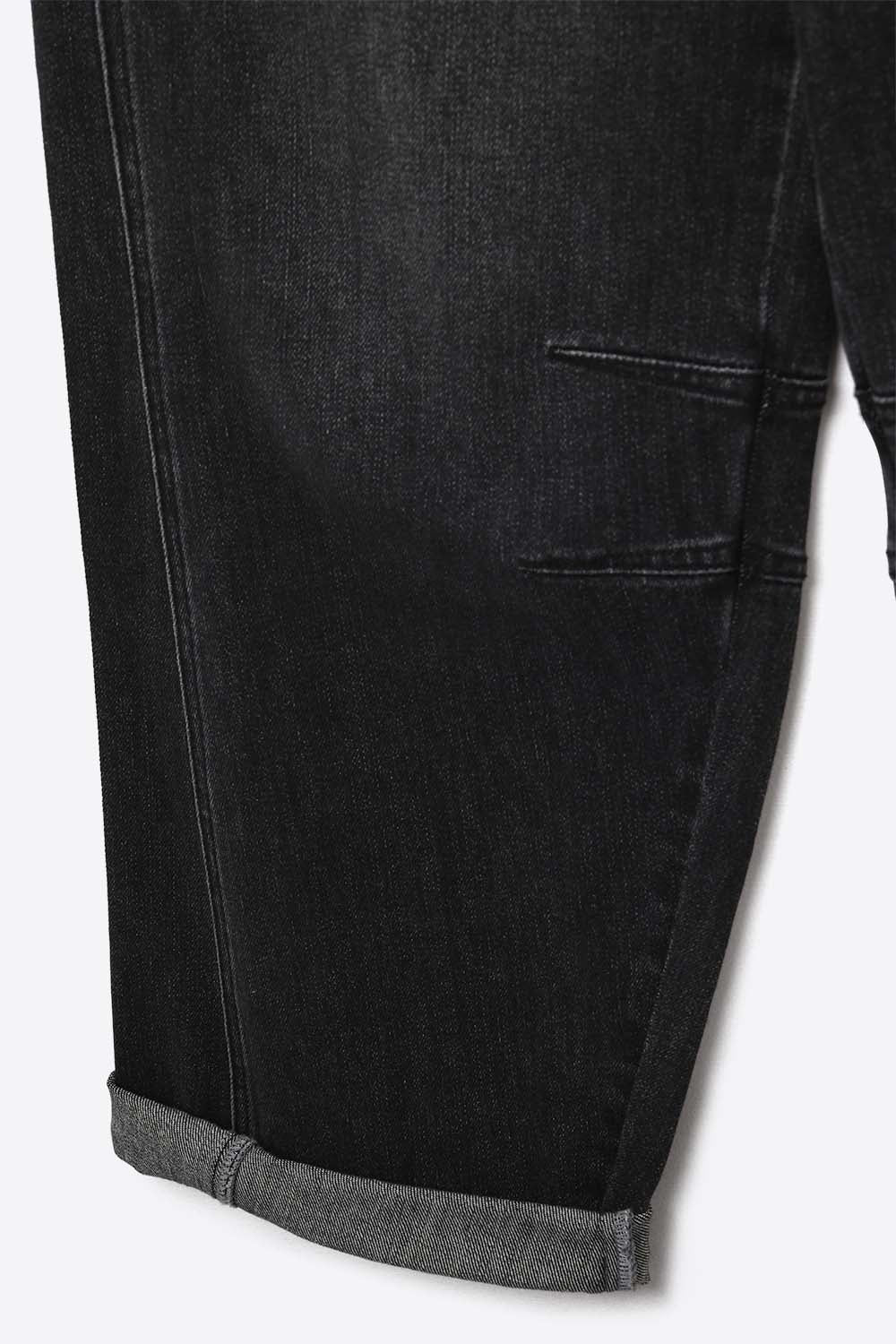 Washed Black Denim Barrel Jeans