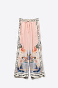 pink summer watercolor print Pants