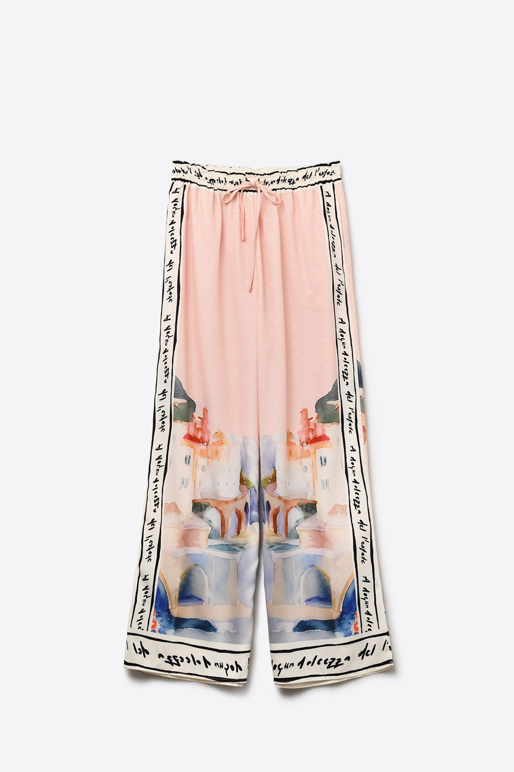 pink summer watercolor print Pants