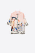 pink summer watercolor print shirt