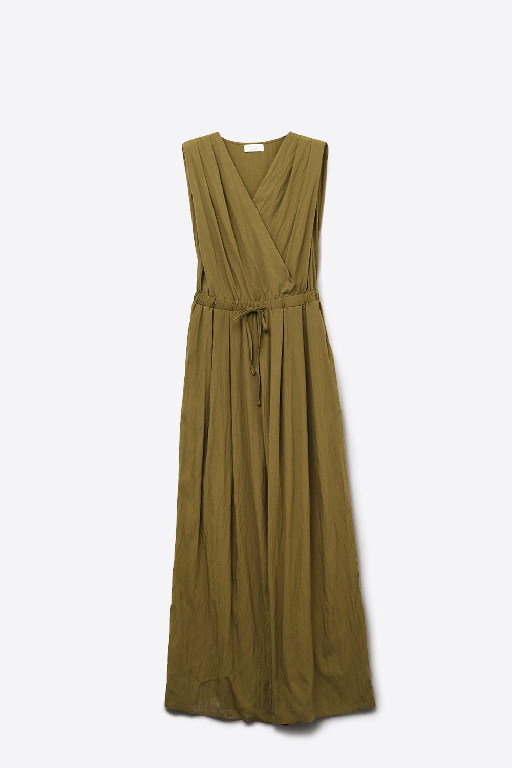 UNIKCOSA draped olive jumpsuit in crinkled fabric