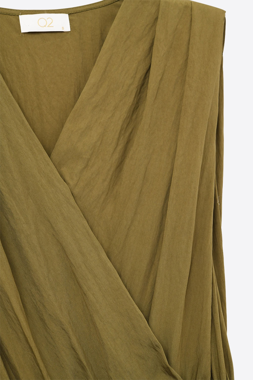 UNIKCOSA draped olive jumpsuit in crinkled fabric