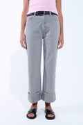 Straight leg Pants with cropped hem in Gray