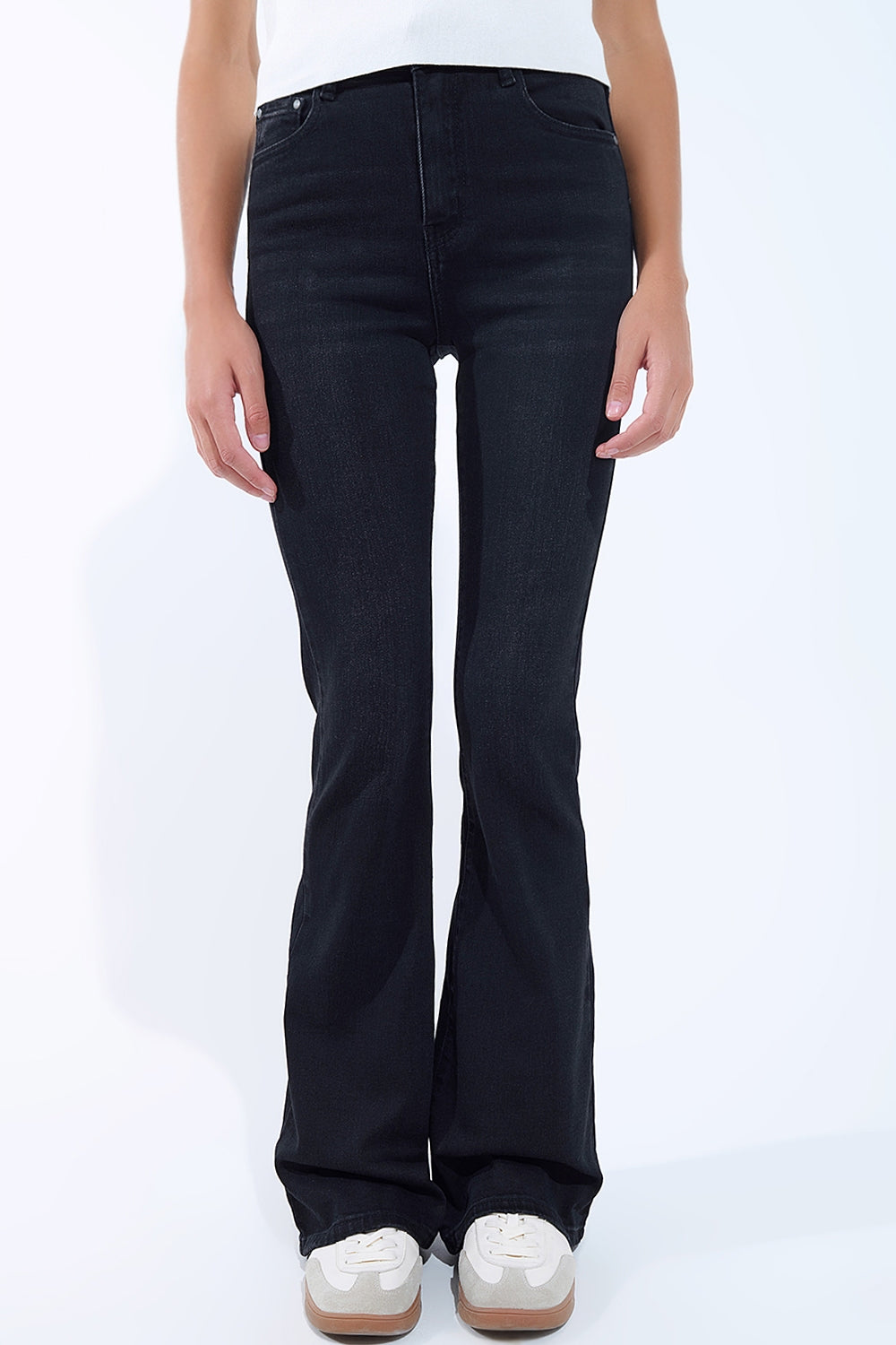 High waisted flare jeans in black