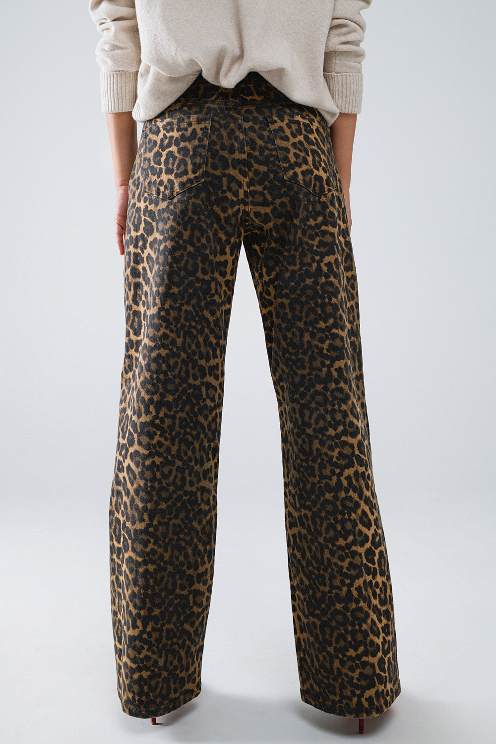 UNIKCOSA Leopard Print Straight Leg Jeans