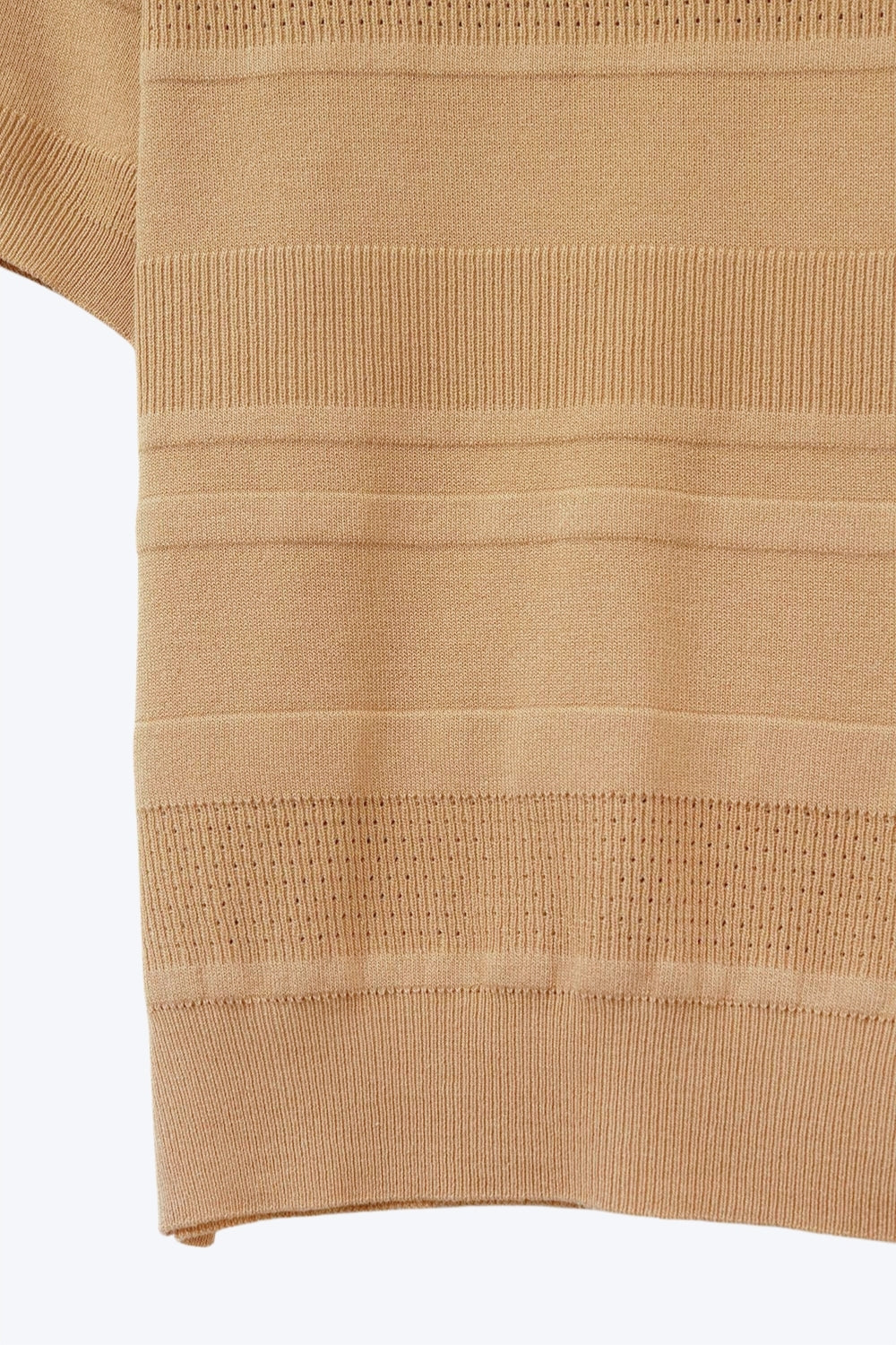 Textured Stripe Knit Sweater in Camel
