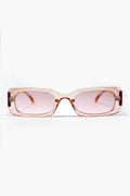 Rectangular Pink Transparent Sunglasses with pink Smoke Lenses