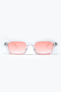 Rectangular Thick Acetate Clear Frame Sunglasses  With Peach Smoke Lense