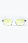 Rectangular Thick Acetate Clear Frame Sunglasses  With Yellow Smoke Lense