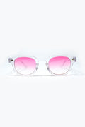 Clear Round Sunglasses With Pink Gradient Lense