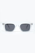 Clear Square Sunglasses with Black Gradient Lenses and metal side detail