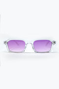 Rectangular Thick Acetate Clear Frame Sunglasses  With Purple Smoke Lense