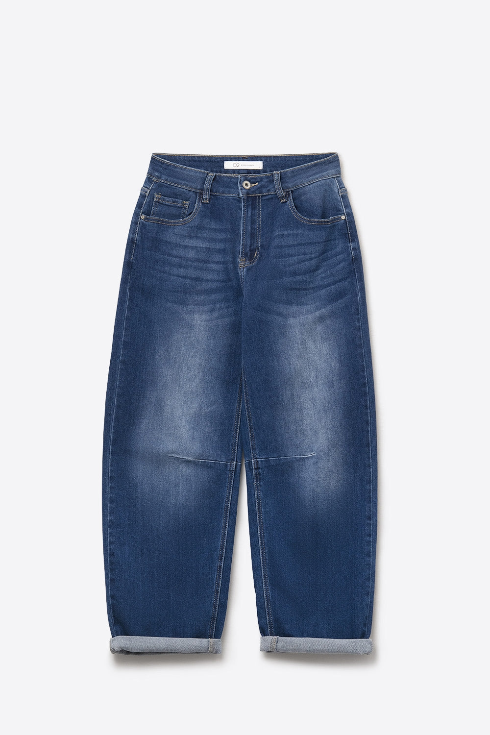 Basic Barrel Style jeans in Mid Blue