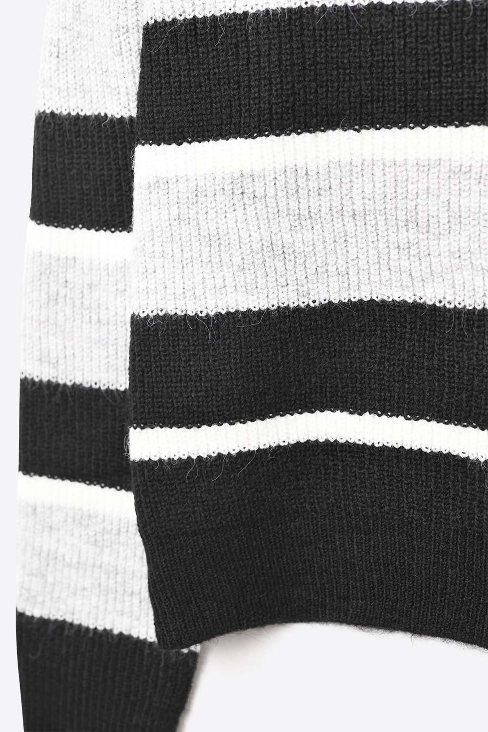 Black jersey with white and grey stripes