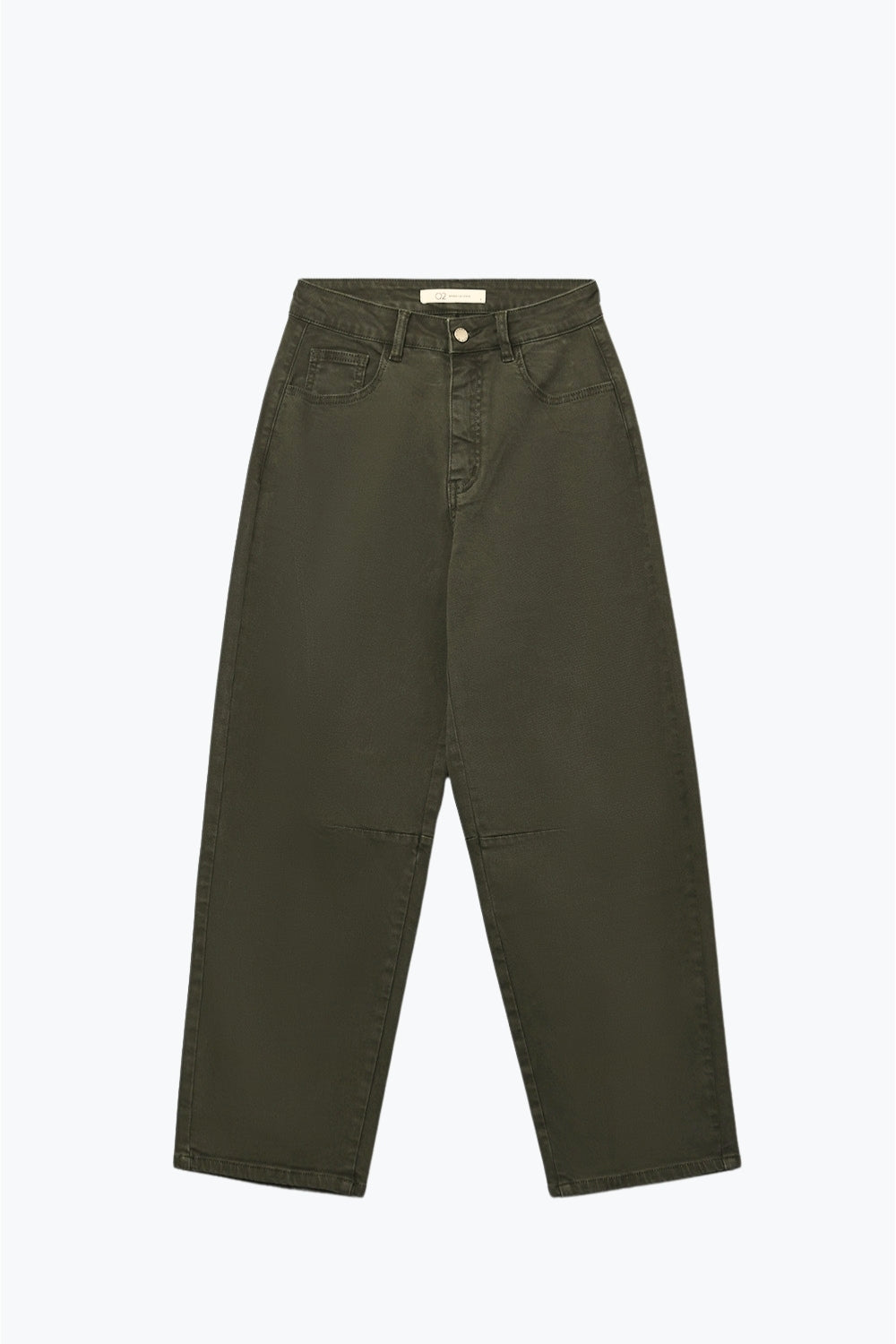 UNIKCOSA dark green stretch barrel-leg jeans