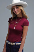Knitted Rib Featherweight Tuckable sweater in Burgundy