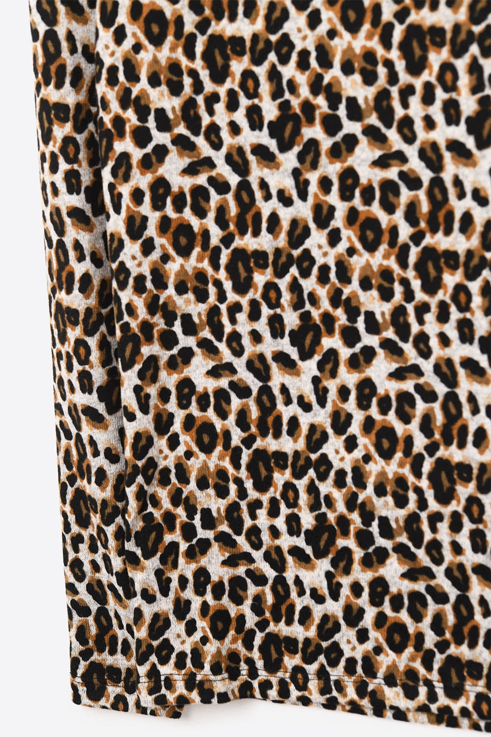 Long Sleeve Turtleneck Top in Brown Leopard Print