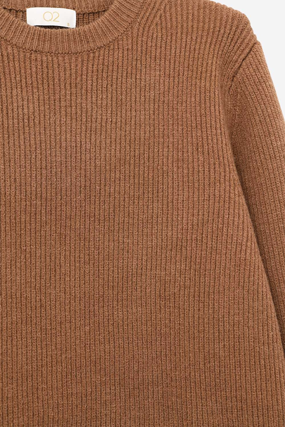 Ribbed Comfy Knit Sweater in Camel