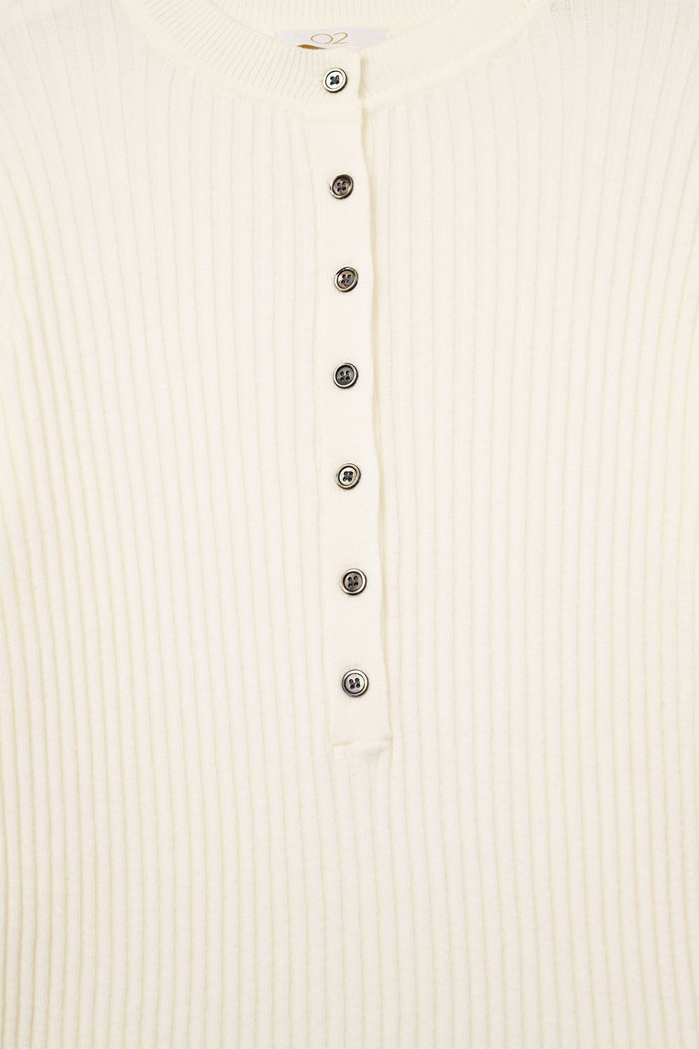 henley Long Sleeve Ribbed Sweater in White